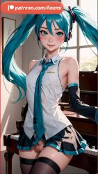 3d ai_generated anemi blue_eyes blue_hair cock female futanari hatsune_miku penis vocaloid