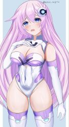 1girls 2023 bare_shoulders big_breasts blue_eyes blush breasts busty child_bearing_hips compile_heart covered_navel curvy elbow_gloves female female_only fully_clothed gloves hair_between_eyes highres idea_factory large_breasts leotard long_hair looking_at_viewer nepgear neptunia_(series) pink_hair power_symbol purple_hair purple_sister revealing_clothes skin_tight skindentation solo stiris_rangetsu symbol-shaped_pupils thick_thighs thighs tight_clothing very_long_hair white_gloves white_leotard