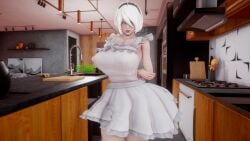 1girls 3d alternate_breast_size android android_girl arcrad big_breasts breasts busty curvaceous curvy curvy_body curvy_female curvy_figure female huge_breasts large_breasts mole mole_under_mouth nier:_automata voluptuous white_hair yorha_2b