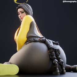 3d ass big_ass blender d'ark_(fortnite) doonography duo feet female female_focus fortnite fortnite:_battle_royale giantess halo hug hugging_ass larger_female looking_back male male/female shoes simple_background size_difference straight supersonic_(fortnite) taller_female taller_girl tight_clothing