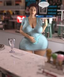 3d 3d_(artwork) big_thighs breasts busty clothing confident dialogue female heavy_breasts huge_hips ice_cream massive_ass massive_breasts name_drop pawg rev2019 solo wide_ass wide_hips