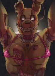 animatronic bikini_top five_nights_at_freddy's five_nights_at_freddy's_3 fnaf looking_at_viewer male male_only rabbit repressed_youth scottgames solo springtrap springtrap_(fnaf)