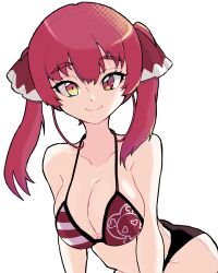 1girls big_breasts bikini blush blush_lines eyelashes female female_only goldenfoggy heterochromia hololive hololive_fantasy hololive_japan houshou_marine light-skinned_female light_skin red_eye red_hair smile smiling smiling_at_viewer twintails virtual_youtuber yellow_eye