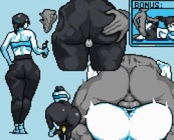 16-bit 1girls anus ass ass_focus ass_grab backsack baldur_89 balls_deep big_ass bike black_eyes black_hair black_legwear clothing doggy_style female from_behind grabbing gym hair_pull legs_together male mating_press nintendo penetration penis pixel_art pulling_hair pussy sex slapping_butt spanking spread_legs testicles thigh_sex vaginal_penetration wide_hips wii_fit_trainer