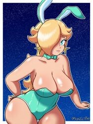 1girls alternate_costume big_ass big_breasts bimbo blonde_hair blue_eyes breasts bunny_ears bunnysuit cleavage curvy female female_focus female_only hourglass_figure large_ass large_breasts mario_(series) nintendo nyazui princess_rosalina solo super_mario_galaxy thick_thighs tight_clothing top_heavy