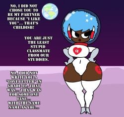 blue_hair cosma_(rexon02) dark-skinned_female queen_of_hearts rexon02 spacesuit wide_hips