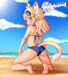 ass beach behind_view bikini bikini_bottom bikini_top cat_ears cat_tail catgirl disgaea disgaea_7 looking_at_viewer looking_back nippon_ichi_software pirilika seaside unholysoul