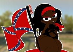 1girls confederate_flag dark-skinned_female dark_skin female raceplay rexon02 solo tagme