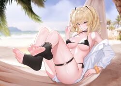 beach bikini blonde_hair female female_only fenny_golden hammock pigtails snowbreak:_containment_zone tagme