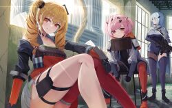 3girls blonde_hair blue_hair female female_only fenny_golden fritia_ignis lyfe_bestla pink_hair snowbreak:_containment_zone tagme