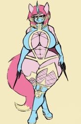 anthro breasts cleavage evil female female_focus female_only friendship_is_magic hasbro mileena mileena_(cosplay) mortal_kombat my_little_pony original original_character solo solo_female tagme thick_thighs thighs unicorn vixie_monet wide_hips