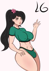 1futa alternate_costume balls big_penis black_hair breasts brown_eyes bulge clothed clothing flaccid futa_only futanari human lemongummyowo light-skinned_futanari light_skin long_hair partially_clothed sage_(valorant) solo standing thick_thighs valorant wide_hips