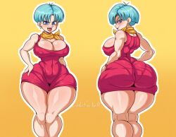 1girls ass big_ass big_breasts big_butt breasts bubble_ass bubble_butt bulma_briefs daf_n_half dragon_ball dragon_ball_z dress dumptruck_ass dumptruck_butt fat_ass fat_butt female female_only front_and_back huge_ass huge_breasts huge_butt milf solo thick_ass thick_butt thick_thighs