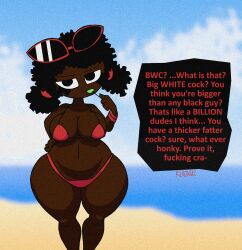 afro_puffs beach bikini dark-skinned_female dixie_(rexon02) interracial raceplay rexon02 solo swimsuit