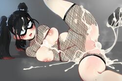 1boy 1girls big_breasts big_penis black_hair eye_mask fishnet fishnets large_breasts large_penis md-thetest mdthetest one-punch_man shadow_ring thick_thighs