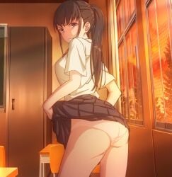 1girls ass black_hair breasts clothing iya_na_kao_sare_nagara_opantsu_misete_moraitai looking_at_viewer panties presenting screencap thick_thighs thighs