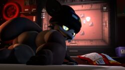 3d aidenz ass_up big_ass big_butt bubble_ass bubble_butt bytes_(whoofly) computer glowing_eyes keyboard laying_on_bed laying_on_stomach looking_at_viewer looking_back mobian_(species) naked on_bed playing_videogame raccoon sega sfm shortstack sonic_(series) sonic_the_hedgehog_(series) source_filmmaker tail whoofly