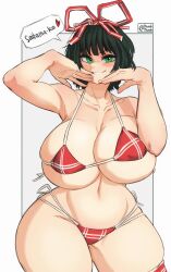 1girls absurd_res breasts curvaceous curvy english_text female female_only fubuki_(one-punch_man) green_eyes hi_res high_resolution large_breasts looking_at_viewer mai_munah one-punch_man shounen_jump solo text thick_thighs thighs very_high_resolution white_background wide_hips