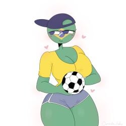 ç big_breasts brazil_(countryhumans) breasts countryhumans countryhumans_girl green_body hat tagme white_background xx.canada.xx