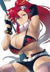 1girls armpits bikini_top breast_bigger_than_head breasts chikoinochi clothed clothing female female_only gun large_breasts red_hair rifle tengen_toppa_gurren-lagann tengen_toppa_gurren_lagann weapon yellow_eyes yoko_littner