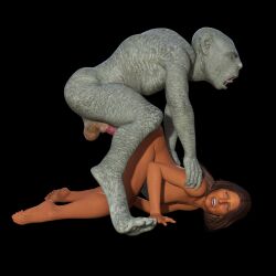 3d 3d_(artwork) big_penis brown_hair completely_nude completely_nude_female daz_studio doggy_style forced_penetration from_behind greta_a jollybizz maledom medium_breasts monster naked_female rape raped_by_monster skinny slim_waist ugly weird_penis