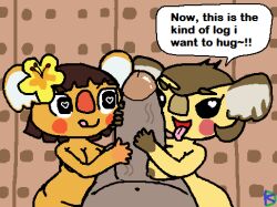 <3_eyes animal_crossing breast_play breasts embrace faith_(animal_crossing) female genitals group handjob heart hug huggy_(animal_crossing) imminent_sex klutzatdusk koala licking licking_lips low_res male male/female mammal marsupial nintendo ozzie_(animal_crossing) paizuri penile penis penis_awe penis_hug sex titjob tongue tongue_out trio vombatiform