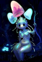 anthro belly bioluminescence breasts elpatrixf fungi_fauna looking_at_viewer morelull mushroom pokémon_(species) pokemon small_breasts tagme thick_thighs wet_body