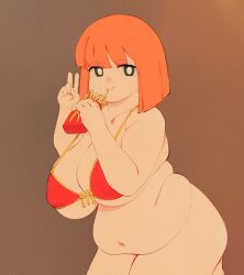 1girls alternate_breast_size bikini chubby chubby_female cloudxmoe exposed_fat_belly fat fat_woman female female_only fries mcdonald's milf mom_(japanese_mcdonald's_commercial) mother orange_hair slightly_chubby solo voluptuous yoru_mac