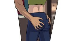 1boy 1girls ass close-up clothed_female disney disney_channel female groping groping_ass human jeans kim_possible kimberly_ann_possible leroy2012 male project:_possible rear_view senor_senior_senior