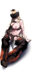 blonde_hair brave_new_world chaps cleavage cosplay cowboy_hat cowgirl feline jin_seo-rin large_breasts legs_apart legs_spread yoongonji