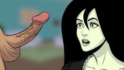 black_hair close-up cock_shock disney disney_channel female frills green_eyes green_skin imminent_oral kim_possible leroy2012 lips long_hair maid maid_uniform open_mouth penis penis_awe project:_possible senor_senior_senior shego shocked_expression uncensored wide_eyed