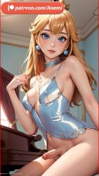 ai_generated anemi blonde_female blonde_hair blue_eyes breasts crown female female_only futanari mario_(series) naked princess_peach solo solo_female solo_futa