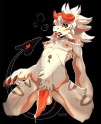 1boy animal_genitalia animal_penis anthro dragon femboy femboy_only femboysub fur furred_dragon furry furry_only furry_tail glowing_genitalia glowing_nipples glowing_penis horns knot knot_in_sheath knotted_penis male male_only scalie scalie_only slim_waist solo