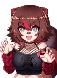 boobs brown_hair happy latam_virtual_youtuber owozu raccoon raccoon_ears raccoon_tail rakkun short_hair simple_background slash-ex smiling virtual_youtuber vtuber vtuberfanart