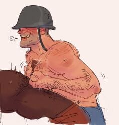 2boys blush demoman gay helmet lukewarmflukes male male/male male_only pants_down pecjob pecs precum soldier soldier_(team_fortress_2) sweat tagme tagme_(artist) team_fortress_2 tongue_out yaoi