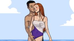 1boy 1girls beach blush breasts cleavage disney disney_channel female fingering groping groping_breasts groping_from_behind groping_under_clothes human kim_possible kimberly_ann_possible leroy2012 male mexican_male project:_possible senor_senior_senior swimsuit