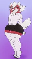 bulge femboy galacticgoodie lycanroc panties penis pink_panties short_skirt thick_thighs white_shirt wide_hips