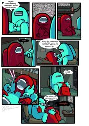 among_us among_us_cyan among_us_red blowjob comic comic_page crewmate_(among_us) english_text impostor_(among_us) non-human squishcrew_(artist) toony