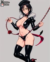 ai_generated ass black_hair bondage breast green_eyes heels latex merlin_(nanatsu_no_taizai) nanatsu_no_taizai panties pose