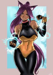 bleach bleach:_the_thousand-year_blood_war bodysuit breasts cat_ears jumpsuit ndahbear shihouin_yoruichi solo