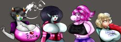 1boy 4girls adventure_time aged_up anthro background ballon bare_shoulders big_penis_adoration bimbo bimbo_anthro bimbo_body bimbo_lips bimbofication bimbofied black_eyes black_hair blonde_hair blonde_hair bonnibel_bubblegum bottomwear breasts breasts_bigger_than_head brown_lips brown_lipstick bubble_gum bubblegum busty buxom cartoon_network caucasian caucasian_female cleavage cleavage_overflow clothed clothed_female clothed_female_nude_male crossover cum cum_in_mouth cum_on_lips curvy curvy_body curvy_female curvy_figure curvy_hips disney disney_channel disney_xd elf_ears english english_text erection eyeshadow female female_focus femsub freckled_face freckled_skin freckles freckles_on_face green_eyes grey_background grey_skin group gum hair_covering_one_eye heavy_breasts homestuck horn horns huge_breasts human humanoid humanoid_genitalia humanoid_penis jacket jackie_lynn_thomas jeans kanaya_maryam kissing kissing_penis leggings light-skinned_female light_blue_eyeshadow light_blue_lipstick lips lipstick long_hair male marceline marceline_abadeer midriff midriff_baring_shirt monster monster_cock monster_girl monster_on_female ms_paint_adventures multiple_girls nude nude_male pants penis penis_focus pink_eyeshadow pink_hair pink_lips pink_lipstick pink_skin pointy_ears precum princess_bubblegum red_penis shirt short_hair star_vs_the_forces_of_evil t-shirt tan tan_body tanned tanned_skin text thick_lips tomboy top_heavy topwear two_tone_clothing two_tone_hair valentine_(artist) vampire vampire_girl veiny veiny_penis wasp_waist wide_hips yellow_eyes yellow_horn yellow_horns