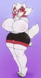 big_breasts breasts bulge busty_boy femboy furry galacticgoodie lycanroc penis thick_thighs tight_clothing tight_fit wide_hips