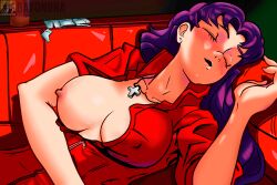 big_breasts breasts misato_katsuragi neon_genesis_evangelion neopn_genesis_evangelion sleeping tagme