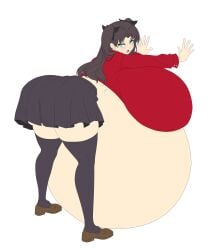 1girls blush fate/stay_night fate_(series) female female_only hyper hyper_belly hyper_pregnancy pregnant ready_to_pop saburox solo solo_female tohsaka_rin