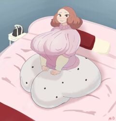 1girls ass bad_anatomy bed big_ass big_breasts bottom_heavy breasts bubble_butt clothing fat_ass female female_only front_view haru_okumura huge_ass indoors kneeling large_ass looking_at_viewer mackdazzle nightstand on_knees persona persona_5 solo thick_ass thick_thighs thunder_thighs wide_hips