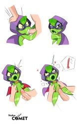 :>= blowjob cum green_shadow_(pvz) peashooter_(pvz) plants_vs_zombies plants_vs_zombies:_heroes popcap_games skyline_comet tagme