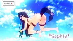 3d anime artist_request black_hair character cute ednak-x(artist) girl hentai horny koikatu long_hair naked original original_character photoshoot shy small_tits sophia tail teenager thin