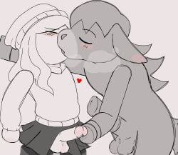 2023 animal_crossing animal_genitalia animal_penis anthro balls blush clothed ears_down erection eyes_closed femboy gay handjob hooves horse horse_penis horsecock human kissing long_hair male/male oc original_character penis pinned_to_wall roscoe_(animal_crossing) sinfulnexan sketch skirt submissive_male thighhighs tongue visible_breath