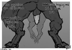 absurd_res ambiguous_gender anthro anus argonian ass bethesda_softworks bodily_fluids canid canine carrying_another dangling_legs dripping duo forced gay genital_fluids genitals hi_res imminent_rape imminent_sex low-angle_view male mammal paws penis precum precum_drip rear_view scalie skyrim skyrim_werewolf standing text the_elder_scrolls vyarwolf were werecanid werecanine werewolf yaoi