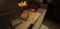 1boy 3d bathing bathroom bathtub brown_hair femboy gay male_only masturbating masturbation mirumimi roblox robloxian self_upload smiling smiling_at_viewer solo solo_male tan_body tan_skin toned_body twink winking_at_viewer